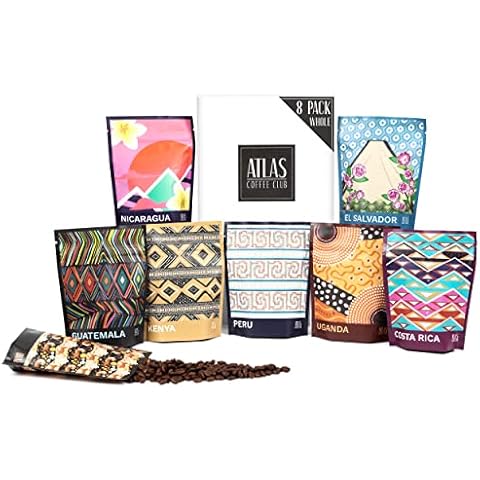 Atlas Coffee Club World of Coffee Discovery Set - Gourmet Coffee Gift Sampler - 8-Pack Variety Box of the World’s Best Single Origin Coffees - Whole Bean Cover