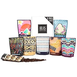 Atlas Coffee Club World of Coffee Sampler, Gourmet Coffee Gift Set, 8-Pack Variety Box of the World’s Best Single Origin Coffees, Whole Bean