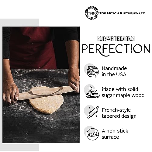 Sugar Maple with Black Walnut Celtic Knot French Rolling Pin: Tapered Solid Wood Design. Hand Crafted in the USA. by Top Notch Kitchenware