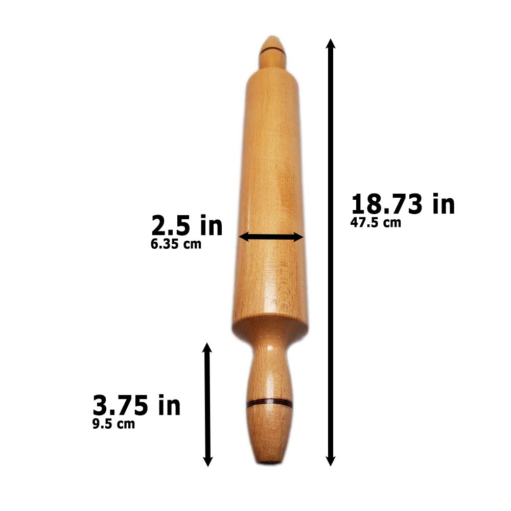 Rolling Pins for Baking Pizza and Dough, Hardwood Sturdy Handle Pasta Roller, Pizza Rolls Dough Roller, Kitchen Utensil Tools, 18.7 in
