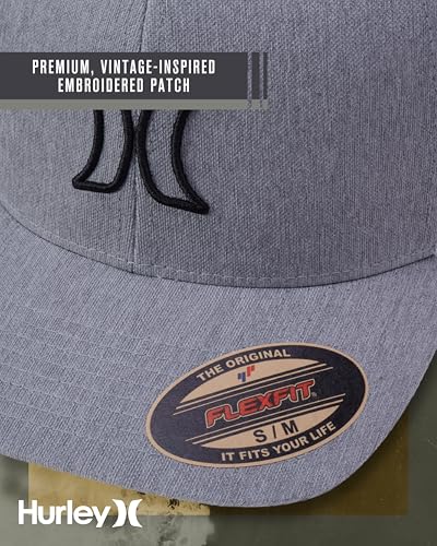 Image of Hurley Mens Trucker Hat - Lightweight Breathable Stretch Mesh Back Curved Bill Baseball Cap with 3D Front Icon Logo