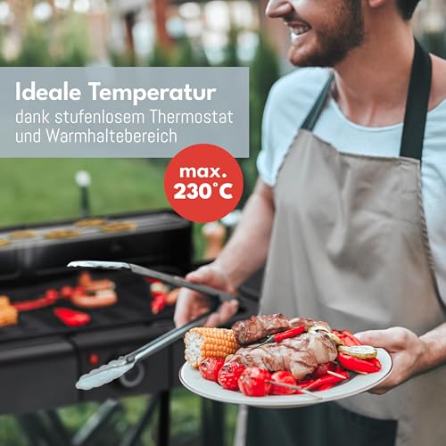 LEBENLANG 2in1 Elektrogrill Tischgrill elektrisch - Inkl. Standfuß & Grillzange I Elektro Grill für Draußen & Drinnen Balkon Tisch 2000W I Electric Grills Elektrische Tischgrills BBQ Balkongrill