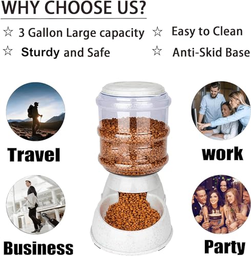 Automatic Dog Feeders, Dog Feeder Dispenser for Large Dogs, 3 Gallon Gravity Automatic Dog Cat Feeder Station, Dry Food Storage Container Bowl for Adult Dogs - Image 6