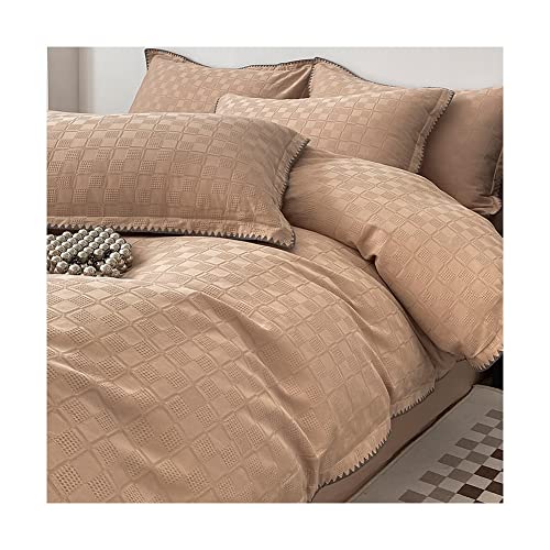 MZP Bettwäsche 150/180x200cm Bettbezug - Bettwäsche-Sets 200x230cm mit Spannbettlaken und 2 Kissenbezüge Deckenbezug Duvet Cover mit Reißverschluss (Color : Champagne, Size : 200x230-180x200cm) Cover