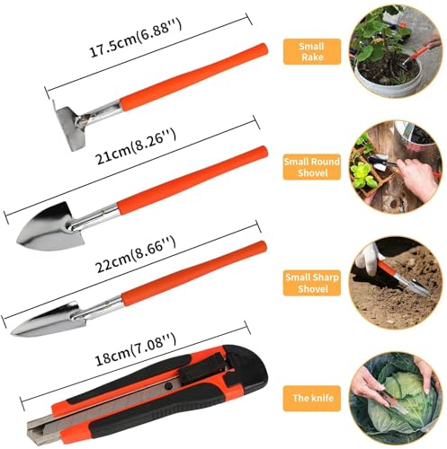 Image of VOLTZ VZ-TK-14 Agriculture Tool kit 14 Pcs Gardening Tools Heavy Duty Aluminum Garden Hand Tools with Storage Box, Ergonomic Handle Shovel Trowel Rake Weeder Shear Sprayer, Gardening Gift