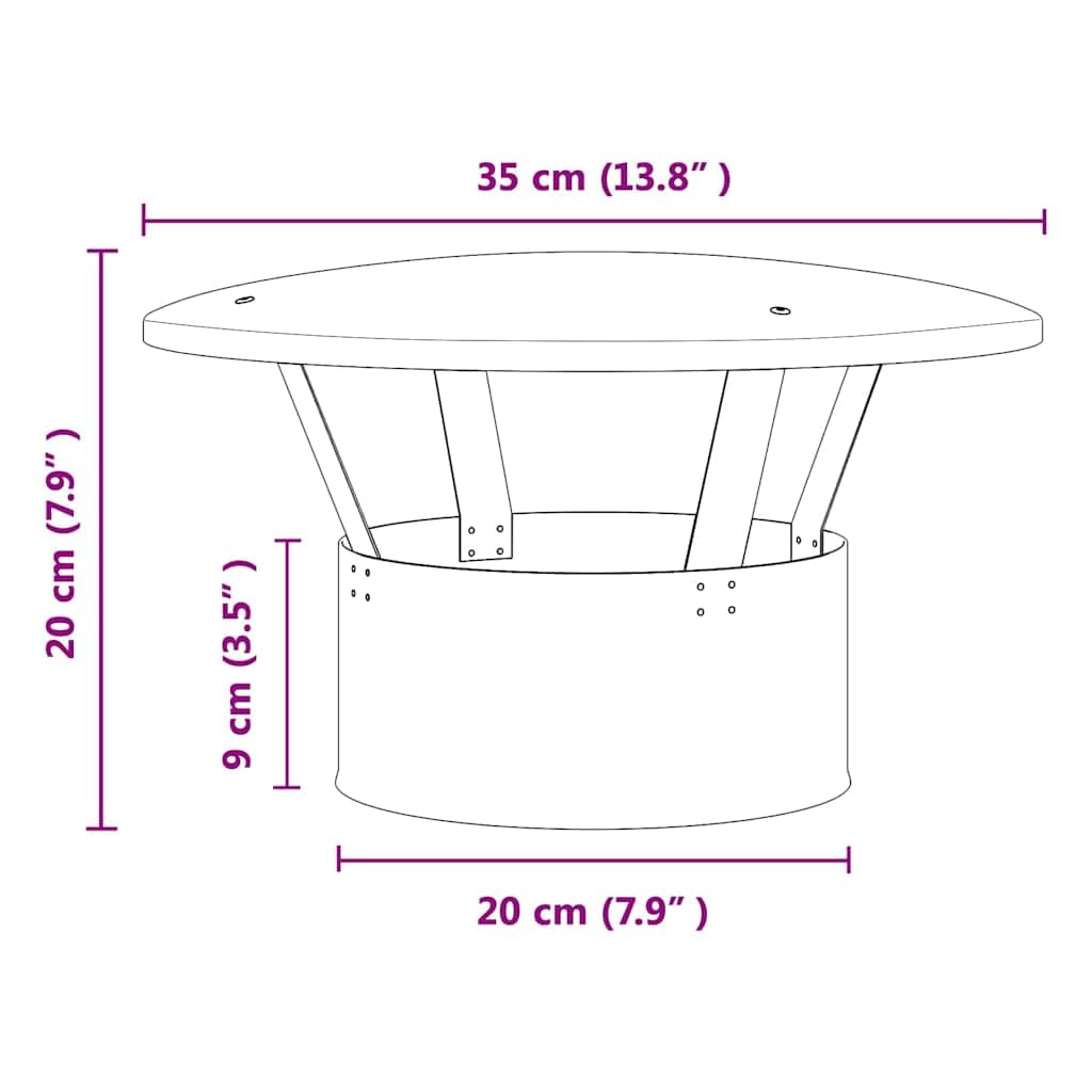 Regenabdeckung Schornstein aus Edelstahl Silber poliert 35 x 35 x 20 cm für Kaminzubehör und Ofenzubehör optimaler Schutz vor Regen und Schmutz im Garten und auf der Terrasse