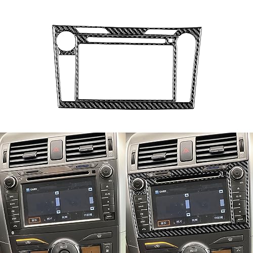 PJFUS Real Premium Carbon Fiber Car Central GPS Navigation Screen CD Player Display Panel Frame Trim Sticker Auto Interior Accessories Compatible with Toyota Corolla 2009 2010 2011 2012 2013 Black