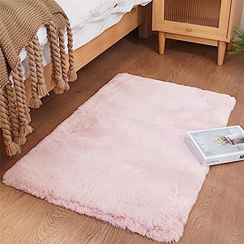 Ghouse Tapis Rose de Salon 60 x 90 cm Shaggy en Peau Tapis en Fourrure synthétique Fourrure Lavable