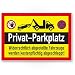 Produktbild Privatparkplatz - Parkverbot (gelb, 30 x 20 cm), Hinweisschild, Verbotsschild, Parkplatzschild - Warnung Autos / Fahrzeuge, Warnschild - Privat Parkplatz Freihalten