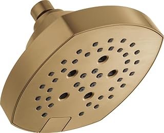 Delta 5-Setting Brushed Gold Shower Head with H2Okinetic Spray, 6 Inch Shower Head, Showerheads, 1.75 GPM Flow Rate, Lumicoat Champagne Bronze 52663-CZ-PR