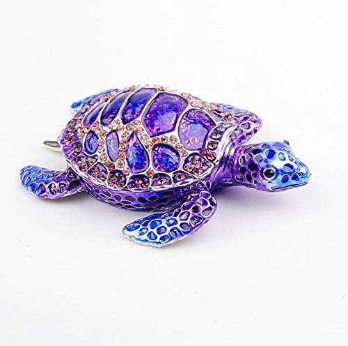 SEVENBEES Purple Sea Turtle Figurine Decorative Jewelry Boxes Hinged Trinket Box Sea Turtle - Image 2