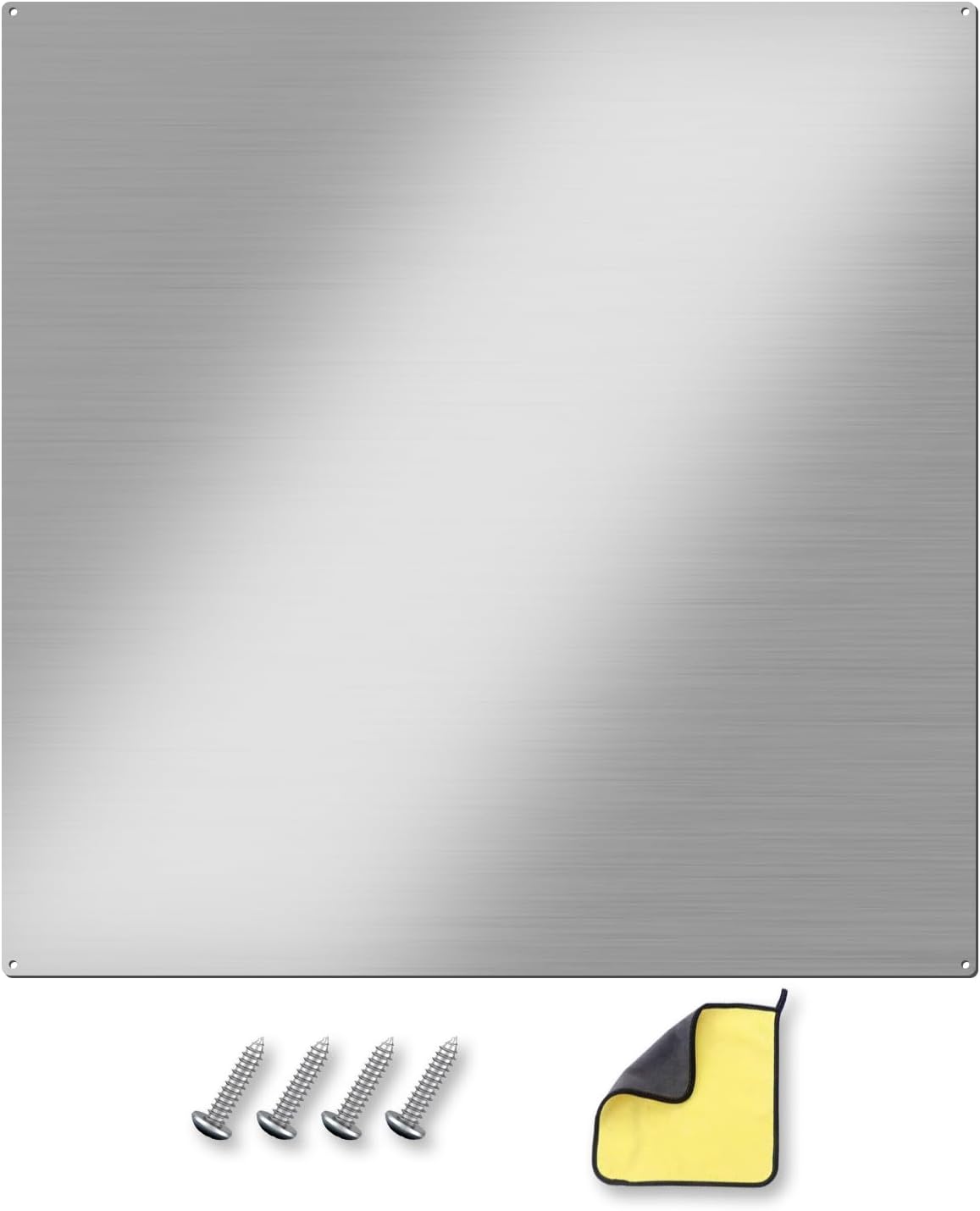 Stainless Steel Backsplash for Stove 30"x30", Stainless Steel Kitchen Backsplash with 4 Pre-Drilled Holes, Ultra Flat and Flushed Metal Panel Splatter Guard for Stovetop, Easy Installation 29.5" x 29.5"
