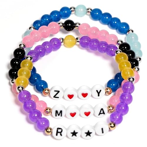 DYIOTF Pack de 3 Pulseras Kpop de Cuentas, Accesorios de Moda Coreana para Fans, Brazaletes de Amistad Estilo K Pop con Bolsa de Terciopelo, Ideal para Eventos, Cosplay y Regalos de Merchandising