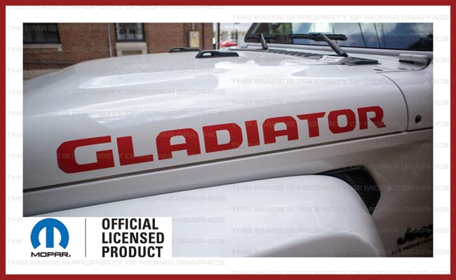 Decal Mods Gladiator Hood Graphic Decal/Sticker fits Jeep Wrangler/Gladiator JL/JT (2019-2024) Red CR (Set of 2) | SJ4T8
