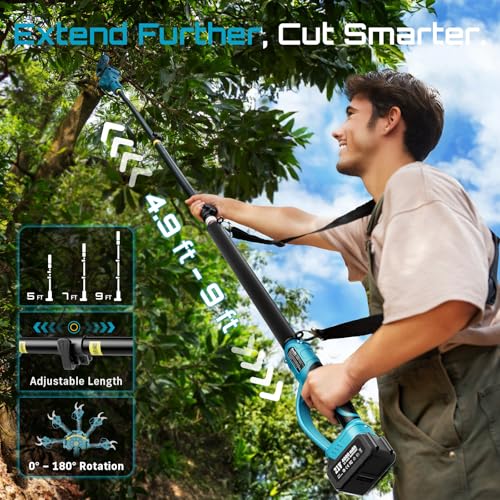 Image of SEESII 2-in-1 Pole Electric Pruning Shears, 1.8 inch Cut Pole Cordless Pruner