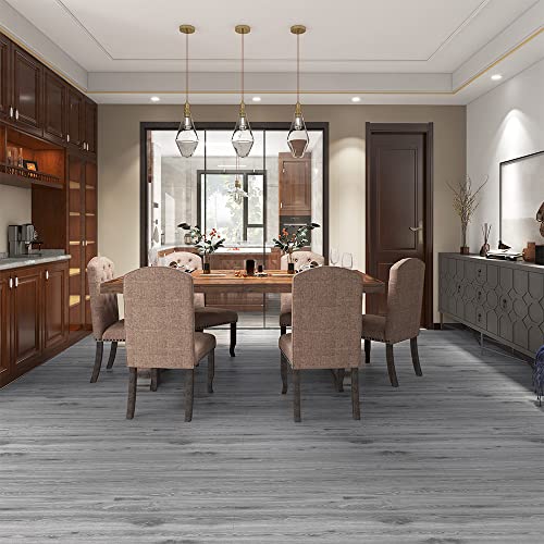 Mysflosy Peel And Stick Floor Tiles,Pvc Self-Adhesive Luxury Vinyl Flooring Plank,6X36Inch 36Pack 54 Sq.ft, Waterproof Diy Deep Wood Grain Planks Easy To Install For Kitchen, Living Room, Light Grey #TOP3