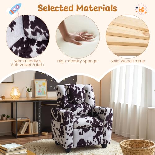 Image of HONEY JOY Kids Recliner, 2-in-1 Toddler Armrest Sofa Couch with Cup Holders, Adjustable Footrest, Velvet Fabric, Child-Size Recliner Chair for Boys Girls Age 3+ (Zebra Color)