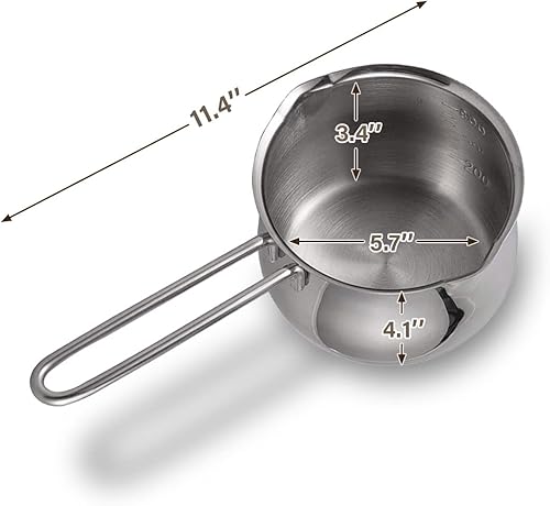 Miniatura 7 de TIKUSAN Cacerola de acero inoxidable para leche, hecha en Japón, salsa medidora con mango resistente al calor, olla para hornear queso para derretir