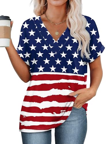 Image of WIHOLL Womens Summer Tops Short Dolman Sleeve Shirts 2026 Fashion V Neck Outfits Clothes