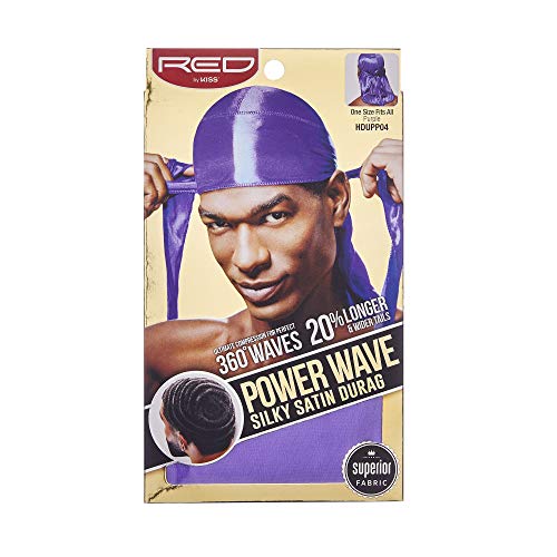 KISS Red Power Wave Silky Satin Durag Extra Long Tails (Purple)