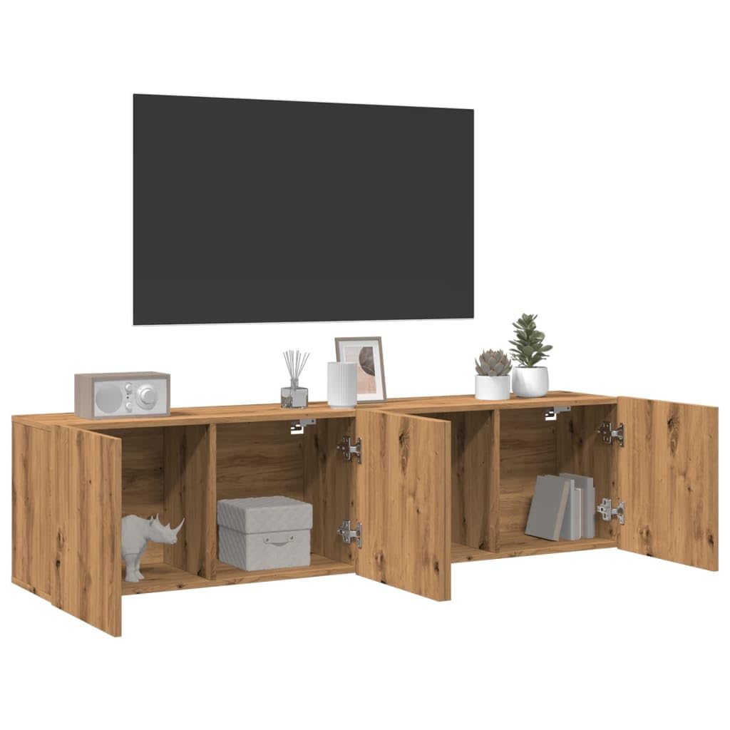 Homgoday Szafka ścienna pod telewizor 2 szt. Stolik pod telewizor szafka pod telewizor z dużą ilością miejsca do przechowywania, meble do salonu dąb Artisan 80 x 30 x 41 cm