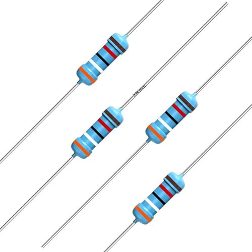 Miniatura 64 de 100 piezas de resistencia fija de película metálica de tolerancia de ±100 K ohmios 1/2 W (0.5 vatios) ± 1% de tolerancia, múltiples valores