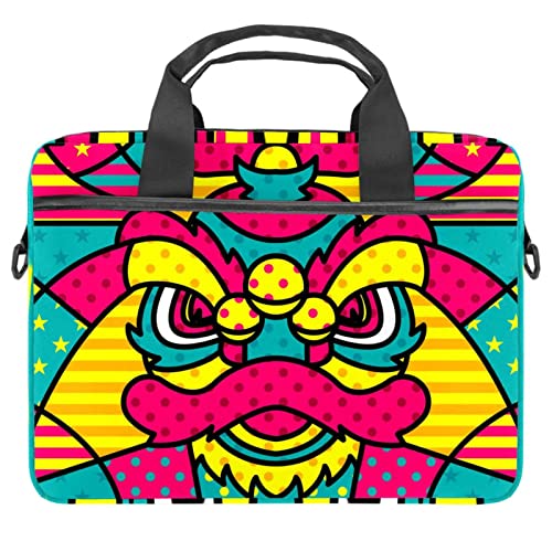 Bolsa de mensajero Lion Head con diseño pop art chino para portátiles de 13 a 14.5"