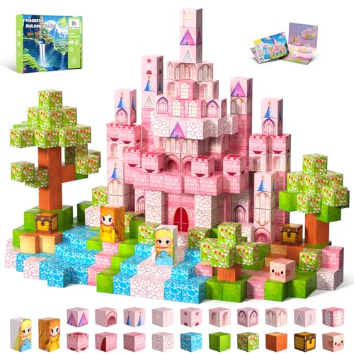 CraftyNest Magnetic Blocks Building Toys for Kids 48 PCS Magnetic Blocks for Girls Ages 4-8 Magnetic Cubes STEM Sensory Toys for Boys & Girls Birthday Gifts for Kid Ages 3+