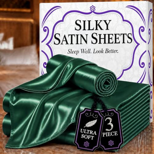 Image of DECOLURE Satin Sheets Twin Size | Softer Than Silk | Luxury 3 Pc Bed Set