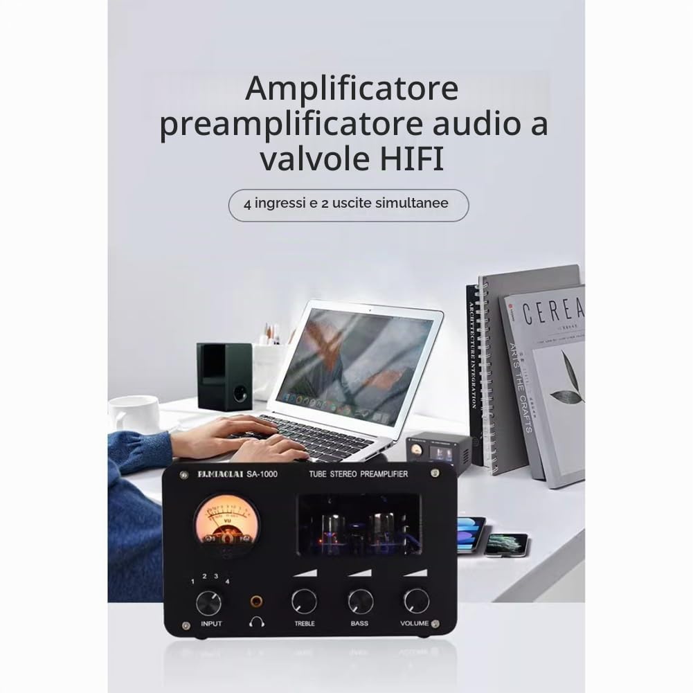 SA-1000 Preamplificatore Valvolare Audiophile Amplificatore HiFi Amplificatore di Commutazione Audio Amplificatori per Cuffie AC100-240V Spina Europea
