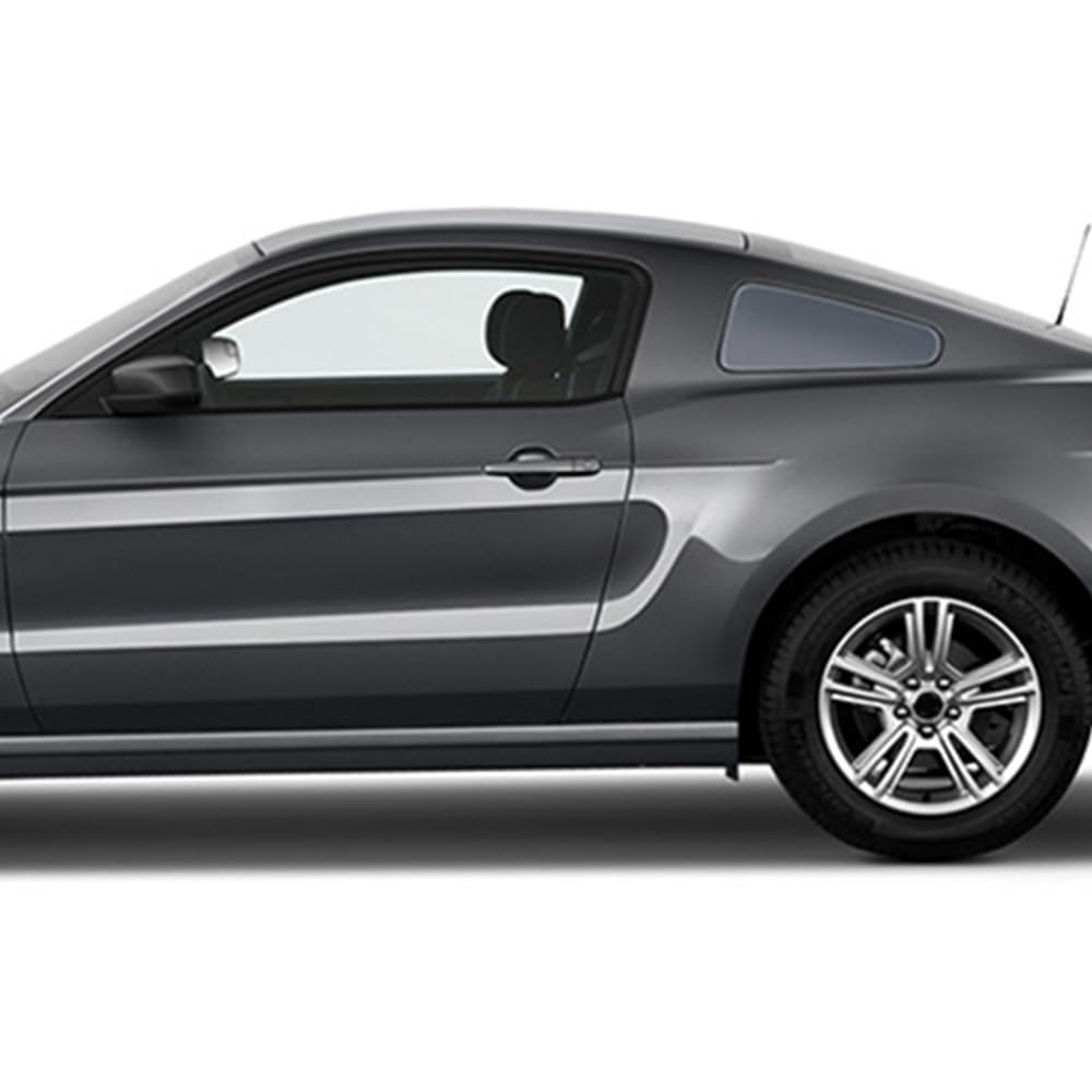 IKON MOTORSPORTS Side Window Louver Compatible with 2010-2014 Ford Mustang Coupe, GT350 Style ABS Plastic Painted #UJ Sterling Gray Rear Air Vent Scoop Shades Cover Blinds Trim