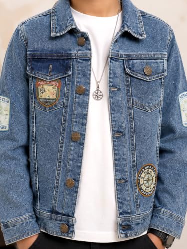 Image of KiddoPanti Boys Denim Jacket | Cotton Poly Blend with Spandex | Washed Denim, Full Sleeve | Button Closure & Front Flap Pockets | Collared Neck