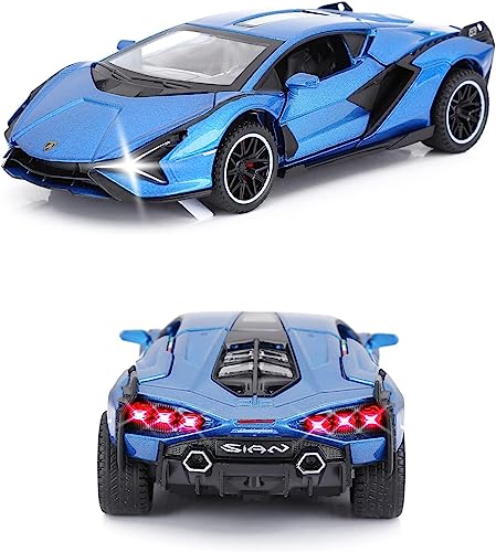 Image of 1:32 Lamborghini Sian Die-cast Metal Toy Car Pull Back Super car with Openable Doors with Sound and Light for Gifts Toys for Kids