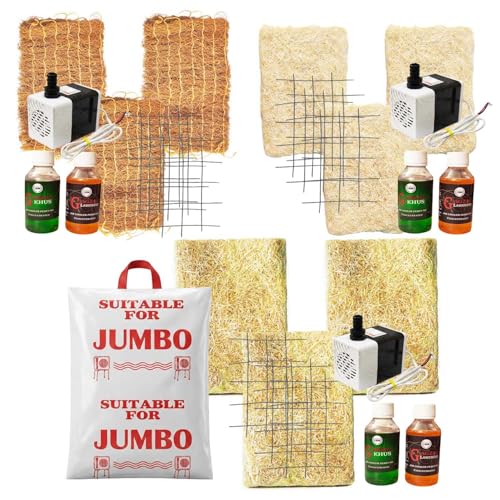 Image of SAI BALAJI Air Cooler Cooling Pads Combo -Jumbo (21 x 28 Inch) + Natural Grass (18 x 28 Inch)-1 Set each (3 + 3 = 6 pads) with 18W Water Pump(2pcs), 6 Iron Meshes & 4 Perfumes