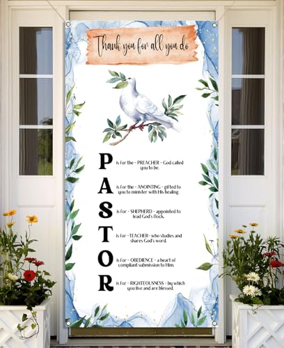 Nepnuser Pastor Appreciation Month Door Cover Pastor Anniversary Banner Gifts for Men Women Church Front Door Decorations
