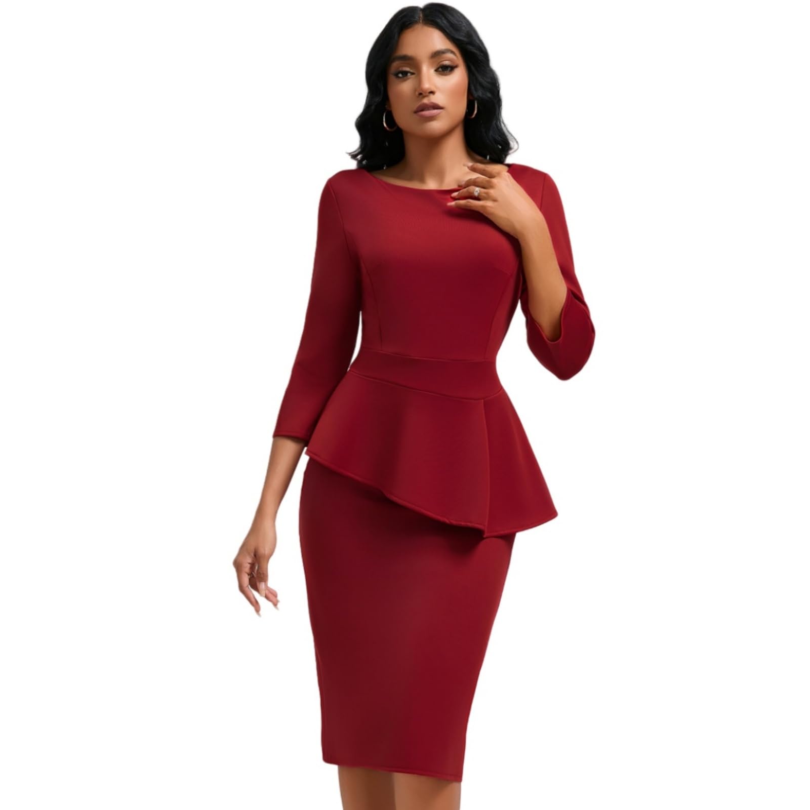 Womens Long Sleeve Stretch Sexy Curvy Club Party Dress Dress