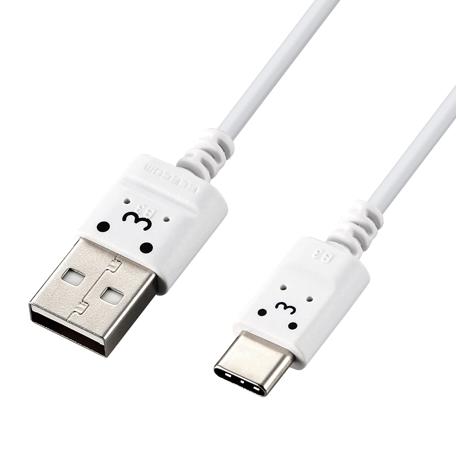 Elecom MPA-ACX10WF USB Type C Cable for Smartphones (A-C), Ultra Fine, 3.2 ft (1.0 m), White Face