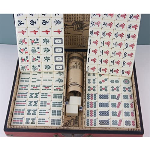 Set de Mahjong Chino,146 piezas con caja de cuero miniatura 4