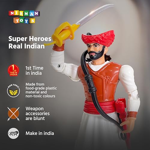 Image of Swarajyache Shiledar - The True Super Hero - 6 Inch Tall Action Figure with Accessories (Bandal Sena, White)