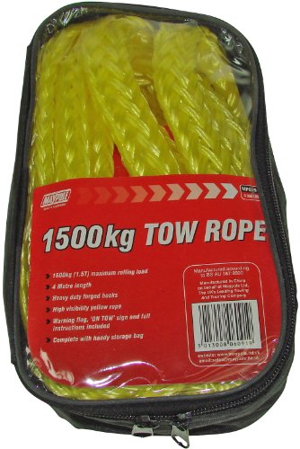 Maypole Heavy Duty 3.5m Tow Rope 1500kgs with Forged Hooks On Tow Sign 1.5 tonnes for Car Recovery