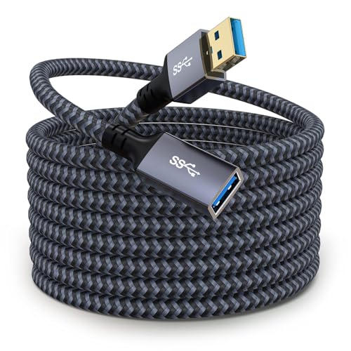 Hisatey USB Extension Cable 20ft- USB3.0 Speeds Durable Braided Design Type A Male to Female USB Extender for Printer USB Keyboard Mouse Flash Drive