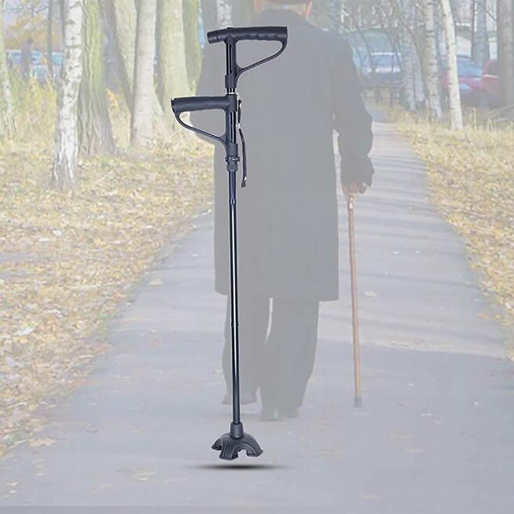 MRKU Bastón Plegable para Hombre y Mujer con luz LED y 3 Alturas Regulables | Bastón Plegable para Personas Mayores con asa Lateral Plegable y portátil