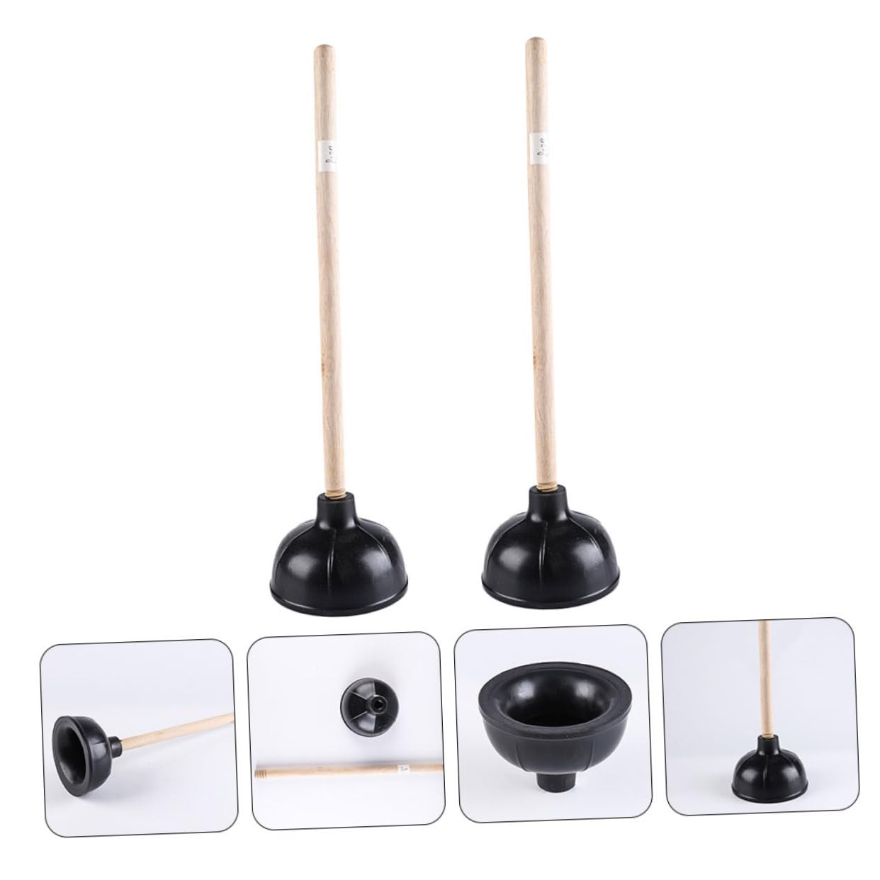 2pièces Ventouse Domestique Caoutchouc Avec Manche Lot De Noir Pour Déboucher Toilettes Et Éviers