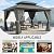 Domi 10x12FT Outdoor Gazebo, Patio Gazebo with Galvanized Steel, Hardtop Gazbo for Patio, Deck, Backyard, Curtain and Netting Included