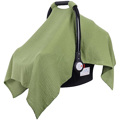 Image of Metplus Muslin Car Seat Cover for Babies - Carseat Stroller Cover Infant Stroller Covers for Boys and Girls, Breathable & Lightweight, Fits Most Strollers & Baby Car Seats