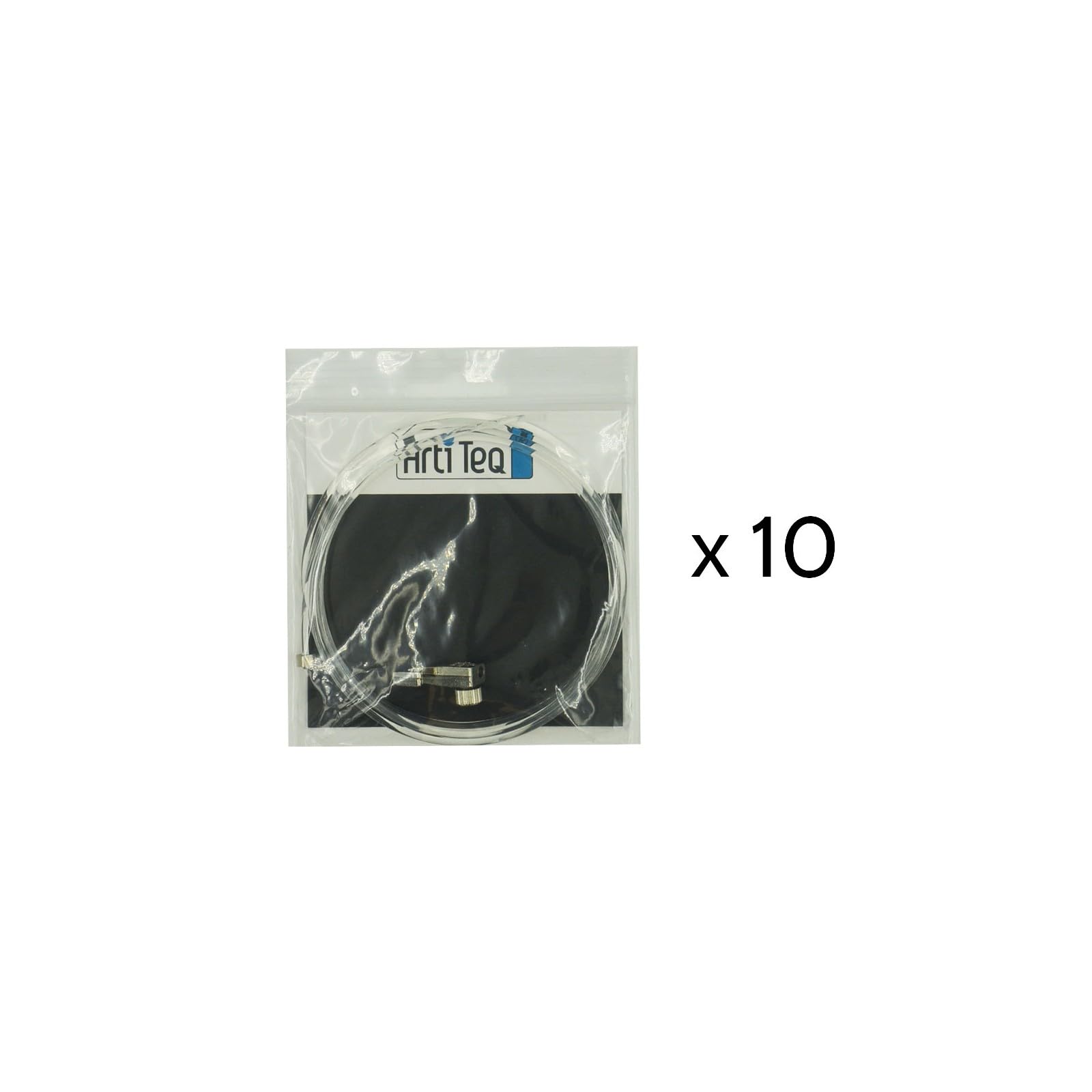 Arti Teq - Lot de 10 Kits de Fixation Câble Perlon Slider 150 cm et Crochet Coulissant Mini Hook - Charge Maximale 4 kg - Transparent