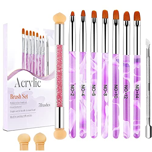 Outil À Stylos et Pinceaux de Nail Art, 7Pièces pinceaux ongles + nail art Brosses Éponge Double Tête Brosse Comprend 2 têtes de Brosse de Rechange, Pinceau Nail Art ongles pour Salon Manucure DIY Cover