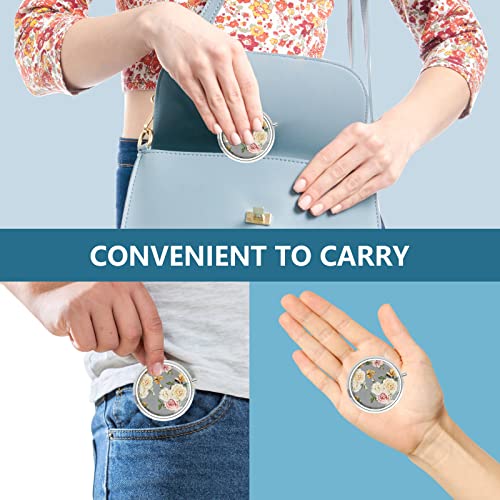 Image of Pill Box 3 Compartment Medicine Pill Case,Portable Pill Box for Pocket or Purse Pill Box Decorative Metal Medicine Vitamin Organizer Unique Gift(Blooming Rose)