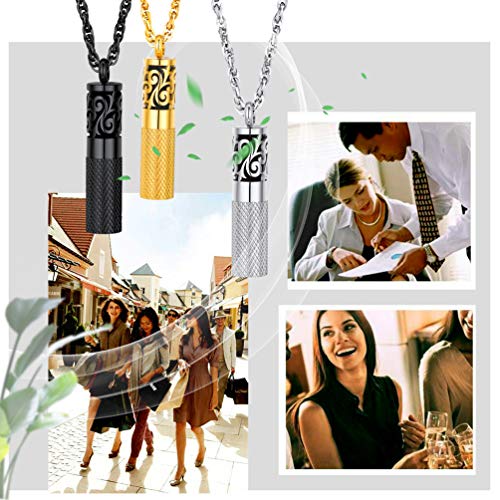 Perfume Locket Round Bottle Pendant Necklace Diffuser Essential Oil Aromatherapy Men Women Jewelry Black Necklace - Image 4