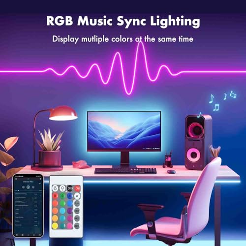 Neon Rope Lights, 16.4FT RGB LED Strip Lights, App Control, IR Remote, Outdoor IP67 Waterproof, Music Syncing, Flexible DIY Design for Bedroom, Gaming, Party, Christmas Decor - Image 4